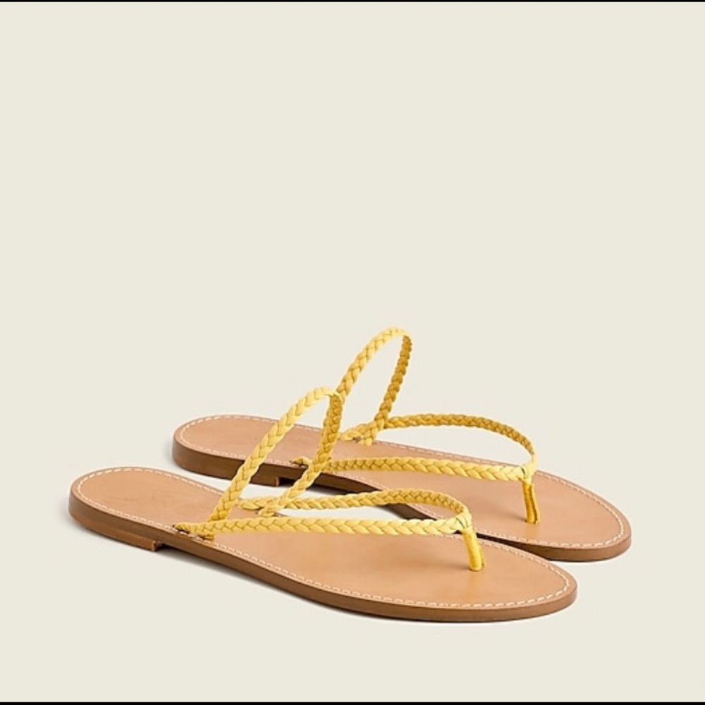 J. Crew‎ NWT Capri Leather Braided-Strap Flip-Flops